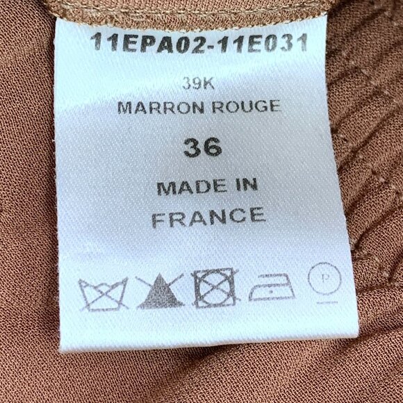 CHLOE French Made Marron Rouge Silk Elastane Casual Pants Size 36 Dark Brown - Picture 4 of 7